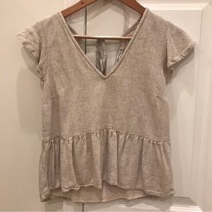 Abercrombie & Fitch oatmeal peplum linen top
